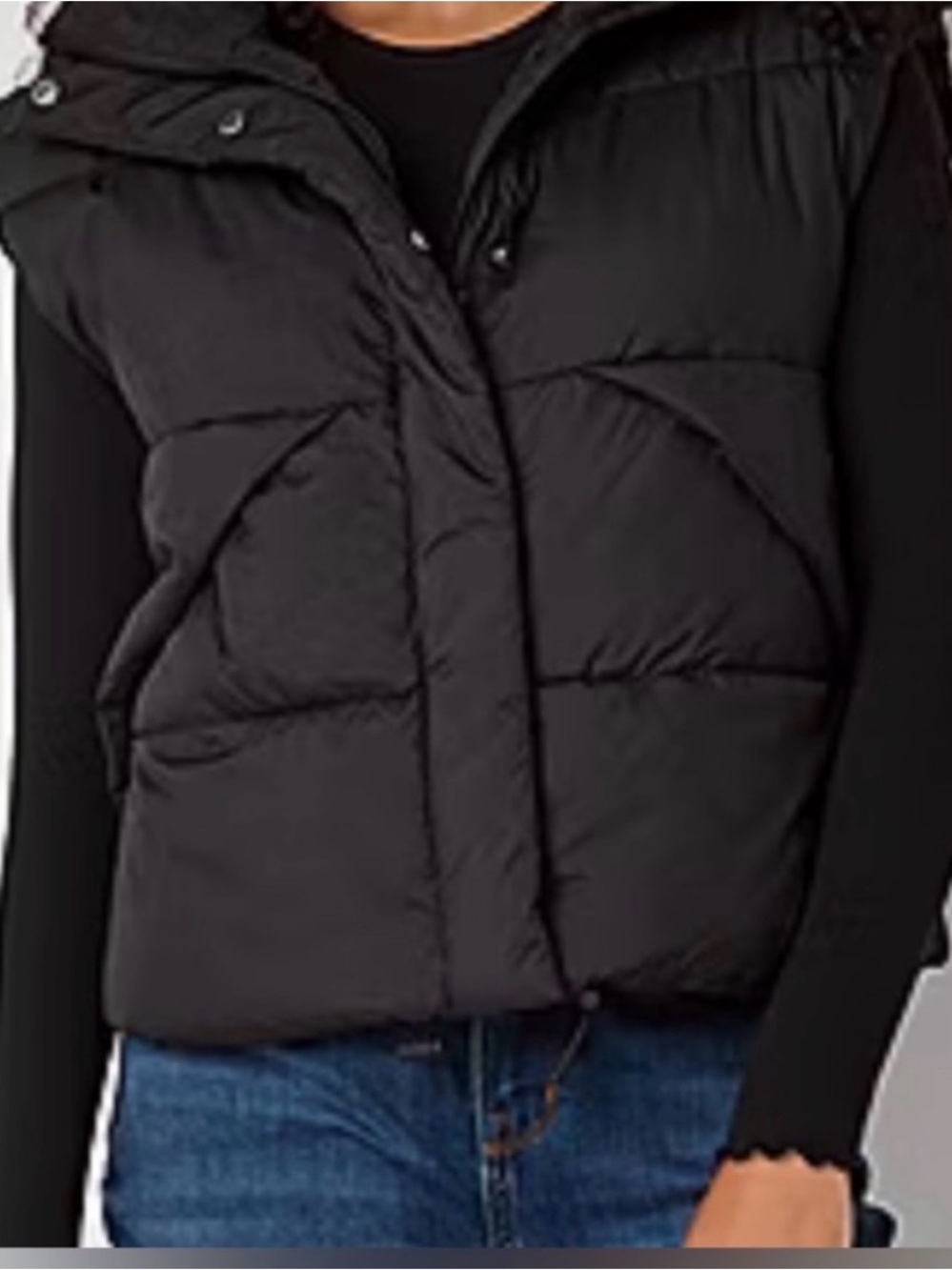 NWT Arizona Jean Company Black Puffer Vest Adjustable Bottom Hem SzXL Outdoor